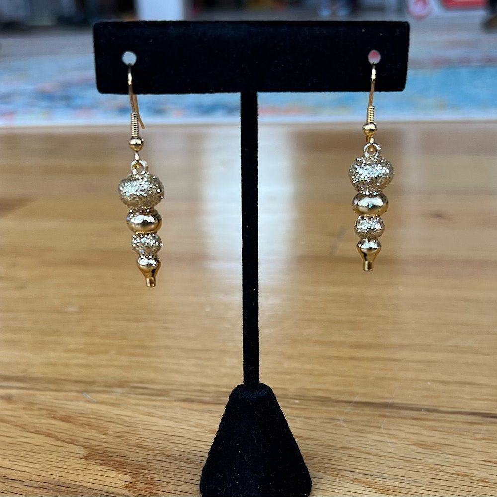 Gold Glitter Drop Earrings